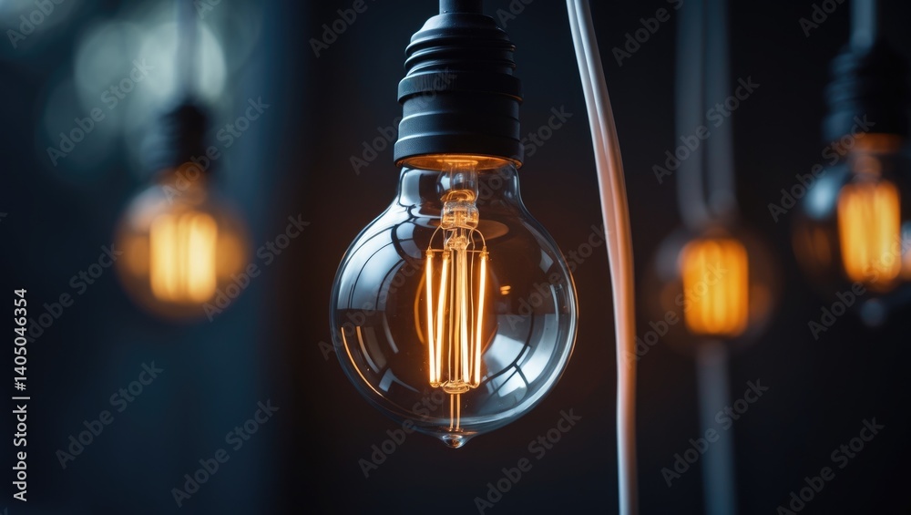 Poster light bulb set on a black background