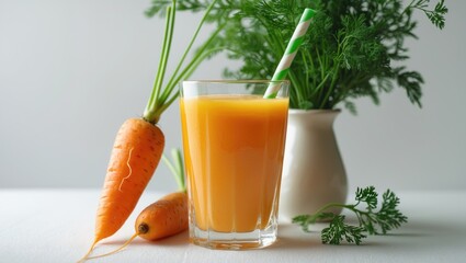 Refreshing glass of carrot juice