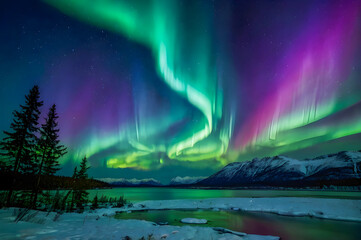 aurora over the lake