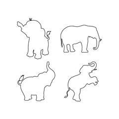 Elephant Vector Set — Animal Outline Collection for Design and Decoration