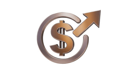 Isolated Dollar Sign with Upward Arrow