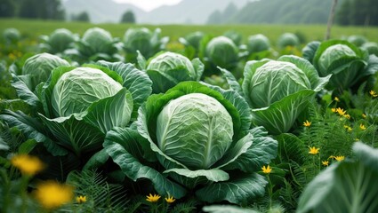 Fototapeta premium Cabbage Crop Prepared for Harvest
