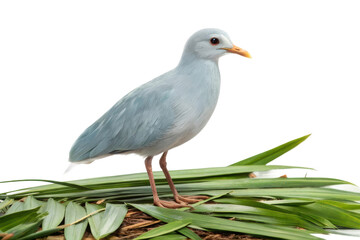 Obraz premium Elegant bird perched on green leaves showcasing unique features and vibrant colors