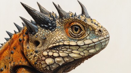 Fototapeta premium Close-up portrait of a spiny, ornate lizard.
