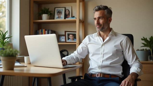 Focused Businessman Working at Home