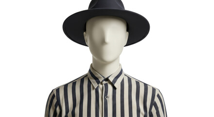 Isolated Mannequin Wearing Striped Shirt and Hat