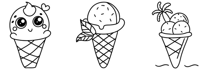 Cute ice cream cones with smiling faces and playful designs bring joy to any dessert lover heart