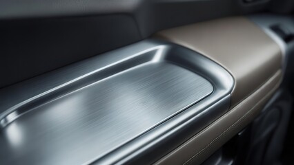 Macro Shot of Brushed Aluminum Car Interior Trim – Sleek and Modern Design