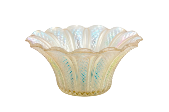 Elegant glass bowl with iridescent finish for home decor and table centerpiece decoration