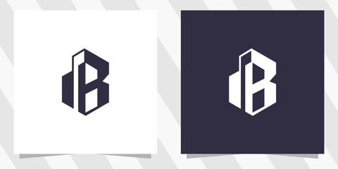 letter b with building logo design vector © euforia