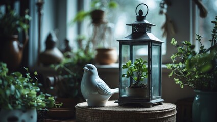 An indoor garden of modest size.