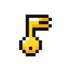 Fototapeta premium Key pixel gaming item, key 8 bit game resource, pixel art key icon, key game pixel element.