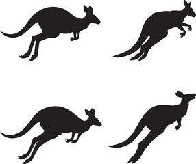 Silhouettes of Kangaroos in Motion