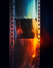 Obraz premium Vintage Negative Film Strip with Authentic 90s Style Light Leaks