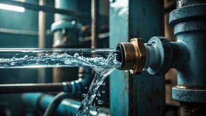 A hose with water from the tap flowing through