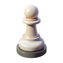 A solitary white pawn stands ready, poised for its strategic move in the game of life, rendered in smooth, creamy 3D style.