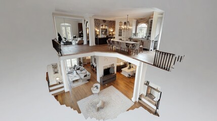 Detailed architectural visualization showcasing the interior design of a residence