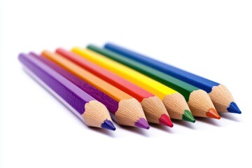 Colorful pencils arranged in a row