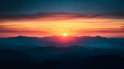 Obraz premium glowing in golden tones, with dramatic clouds floating across the sky as the sun sets behind distant hills 