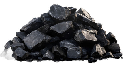 Obraz premium A large pile of dark, unrefined coal, showcasing its rugged surface and varied textures.