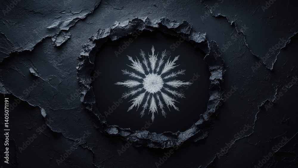 Poster a border featuring a chilly design of ice crystals set against a dark backdrop.