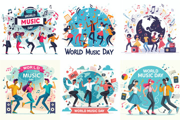Naklejka premium world music day poster vector
