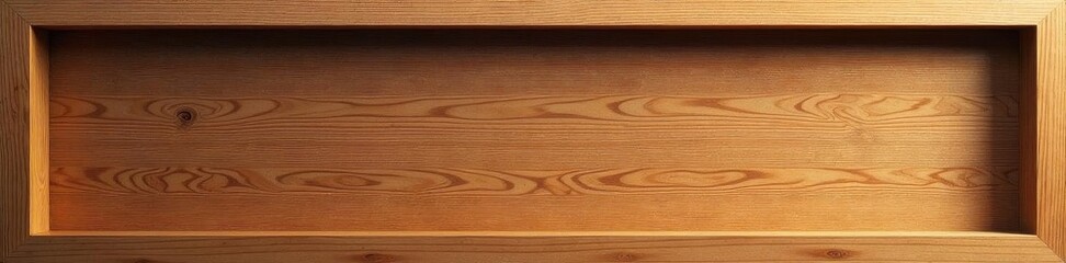 Obraz premium Elegant blank wood rectangle frame, clean lines, refined, wooden background