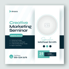 Online webinar or conference invitation social media post banner design template for corporate business agency	