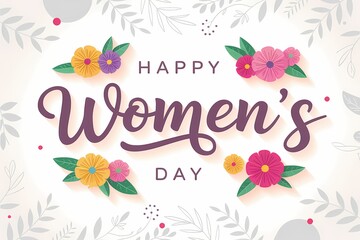 Fototapeta premium Happy Women's Day Card: A beautifully designed card with floral elements, celebrating women's day in style. 