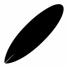 Surfboard vector silhouette black on white background