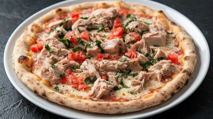 Savory Chicken Pizza with Fresh Herbs and Tomato Toppings