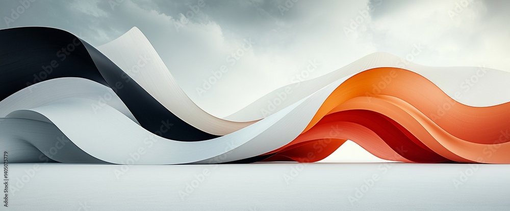 Poster abstract architectural form with flowing, layered colors