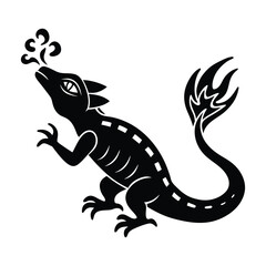 A lizard turning into smoke on white background