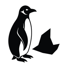 Obraz premium A penguin with an iceberg shadow on white background