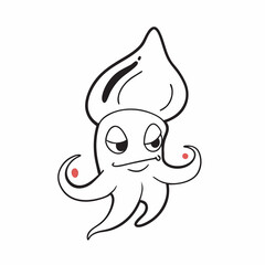 Obraz premium Smart & Chic Hot Pink Cartoon Squid: A Clever Cephalopod Character Design for Fun Projects app cute