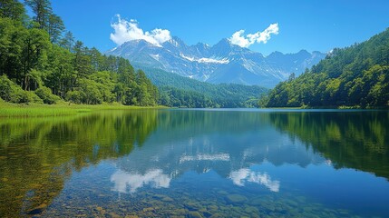 Mountain lake surrounded