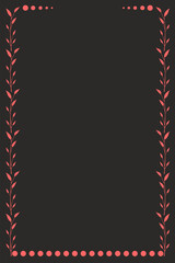 Border frame design concept of leaves and dots isolated on dark background - vector illustration