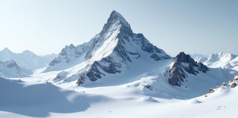 Naklejka premium Stark monochrome mountain peak, digital snow texture , vista, image, landscape