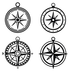 Bold compass vector icon collection for adventure themes