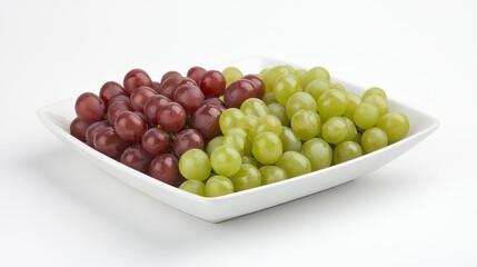 Fresh Red and Green Grapes on a Elegant White Plate Display