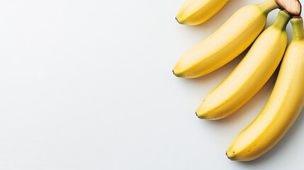 Fresh Yellow Bananas on White Background with Natural Lighting