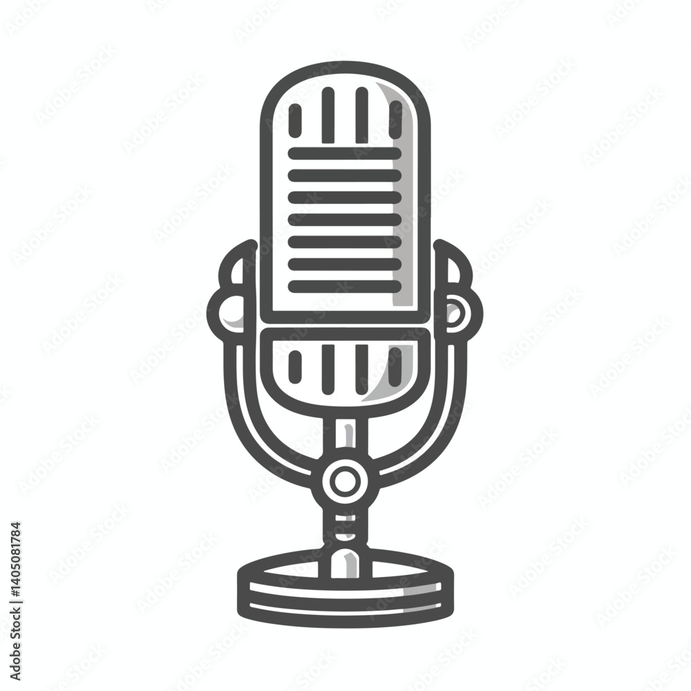 Fototapete 2d microphone web icon in line style