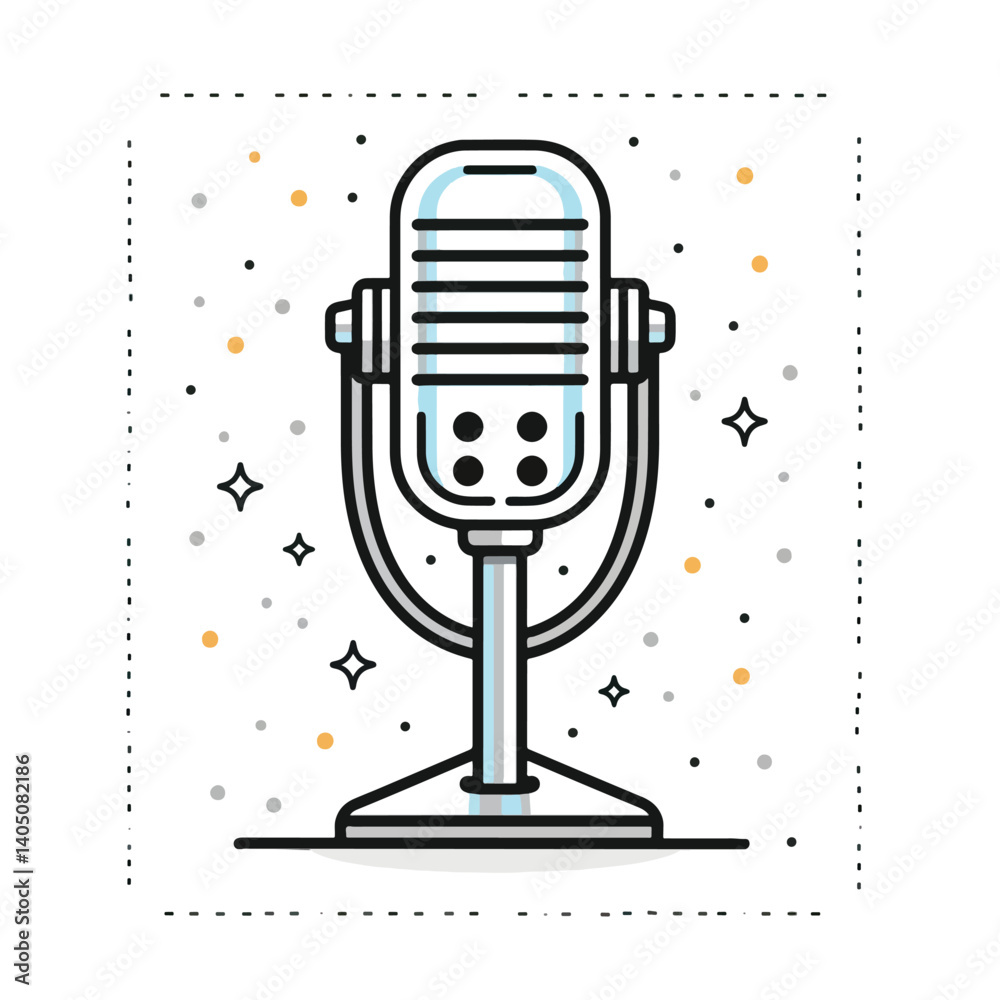 Fototapete 2d microphone web icon in line style