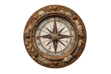 Fototapeta premium Rusty compass with marine elements reflecting adventure and exploration spirit