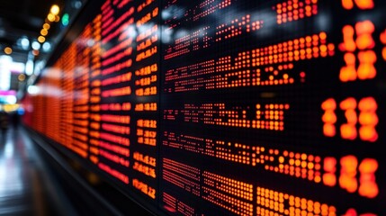Obraz premium Illuminated Digital Display: A Wall of Red Data