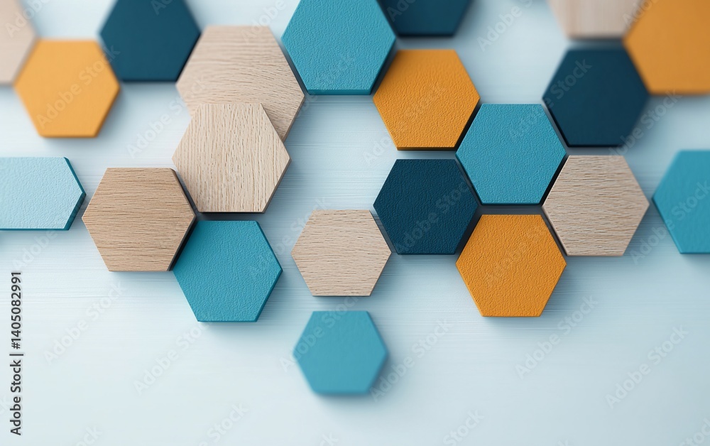 Poster Abstract geometric pattern of colorful hexagons