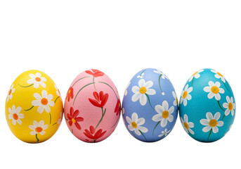set of colorful easter eggs isolated on transparent background