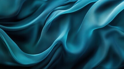 Obraz premium A smooth, organic abstract design with fluid waves of dark teal, navy, and blue, evoking the feeling of flowing water and serene,