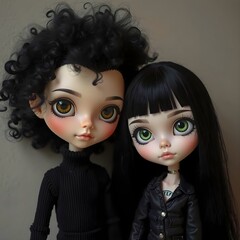 portrait of a little dall boy and dall girl