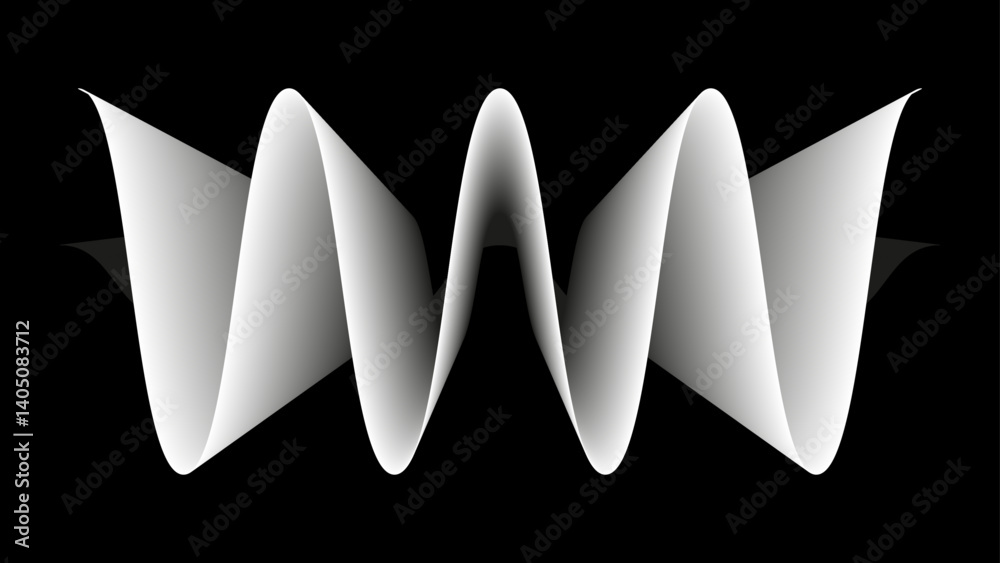 Poster Abstract 3D perspective geometric layer overlay pattern. Music Equalizer Wave isolated on black background with copy space. Vector illustration